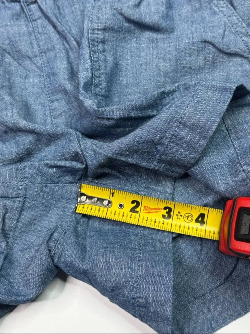 J.Crew Cotton Blue Chambray Stretch Wasit Shorts Size Small